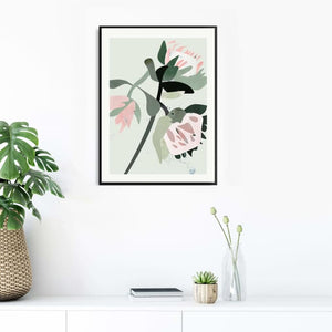 Flowing flowers in pastel Art print