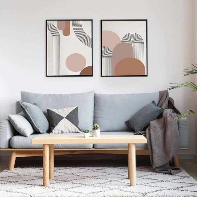 Soft Abstract lines - pastel Duo - Canvas Print
